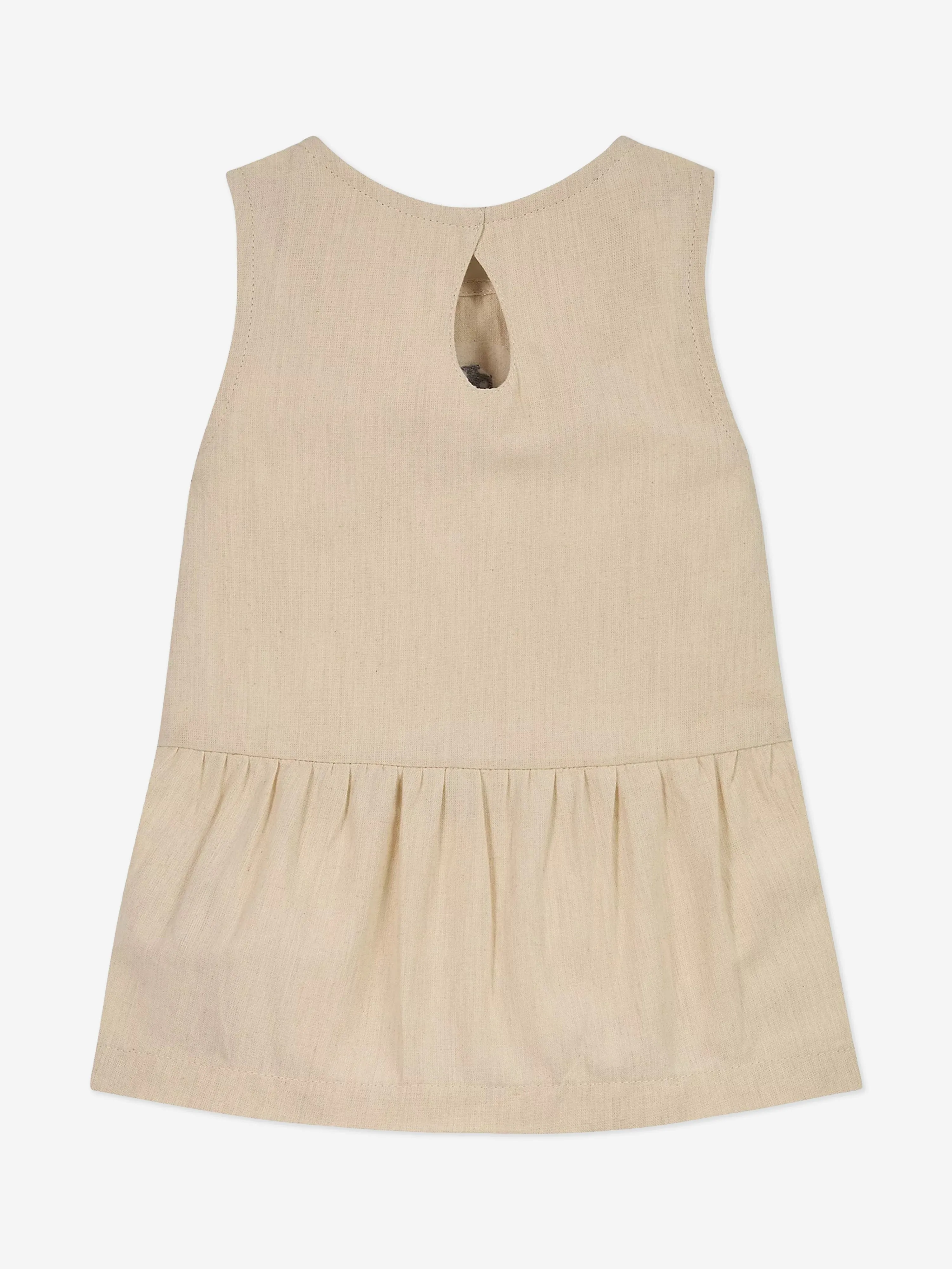 Calvin Klein Baby Girls Linen Blend Woven Dress in Beige