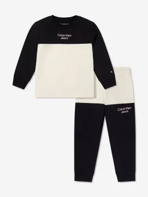 Calvin Klein Baby Hero Logo Colourblock Tracksuit in Black