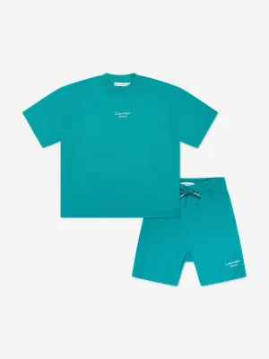 Calvin Klein Boys Ottoman Relaxed Shorts Set in Green