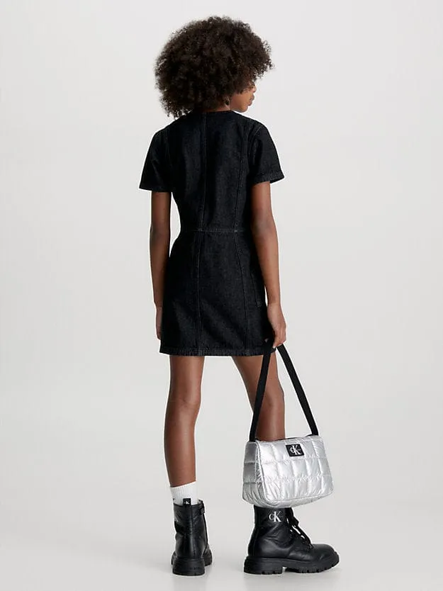 Calvin Klein Girls Denim Workwear Dress in Black