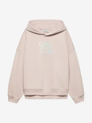 Calvin Klein Girls Gradient Flock Logo Hoodie in Pink