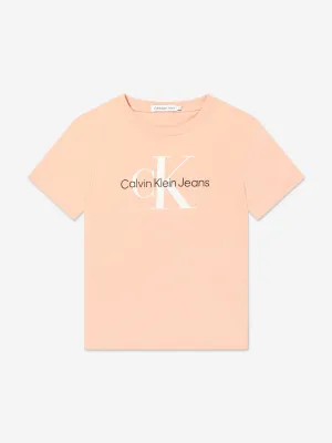 Calvin Klein Girls Monogram Logo T-Shirt in Pink