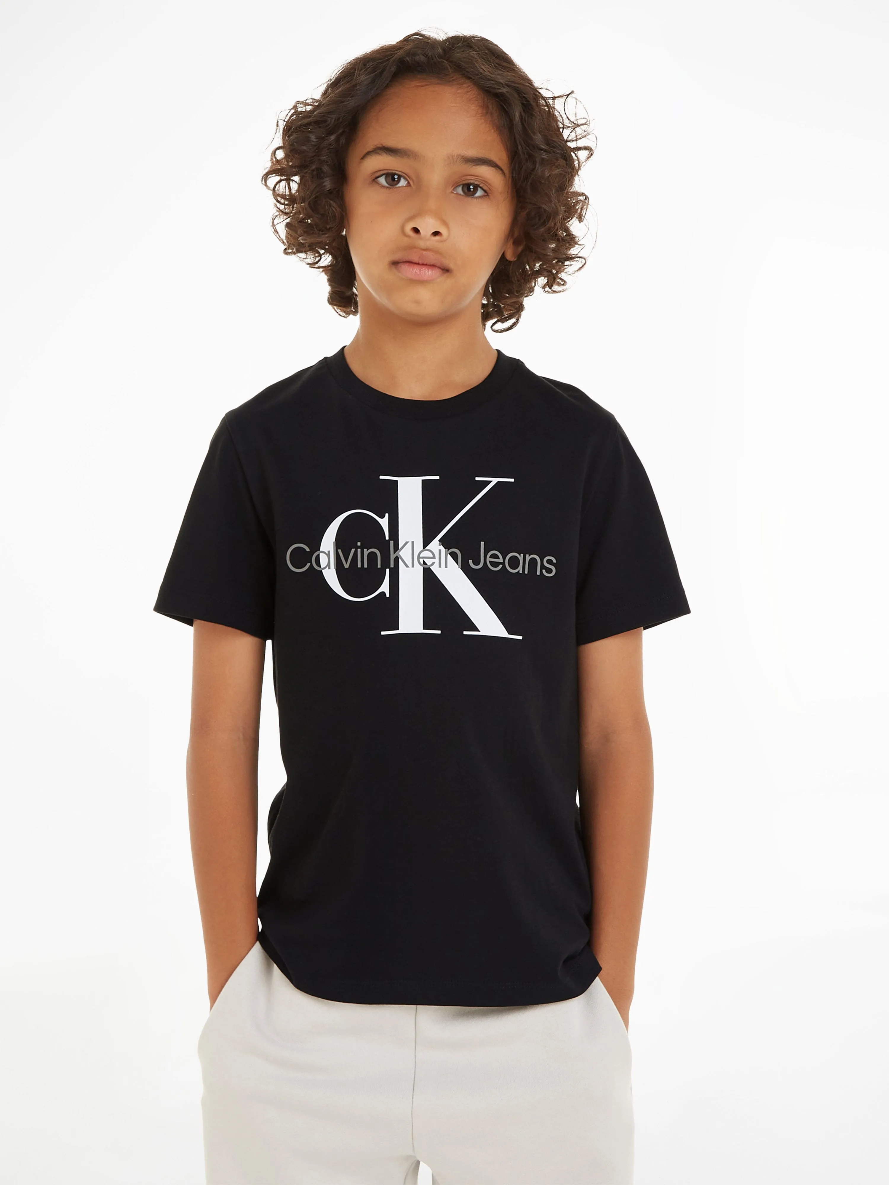 Calvin Klein Kids CK Monogram T-Shirt in Black