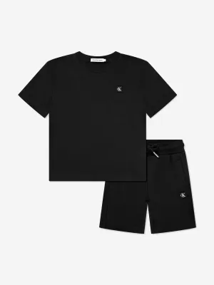 Calvin Klein Kids Mono Mini Badge Shorts Set in Black