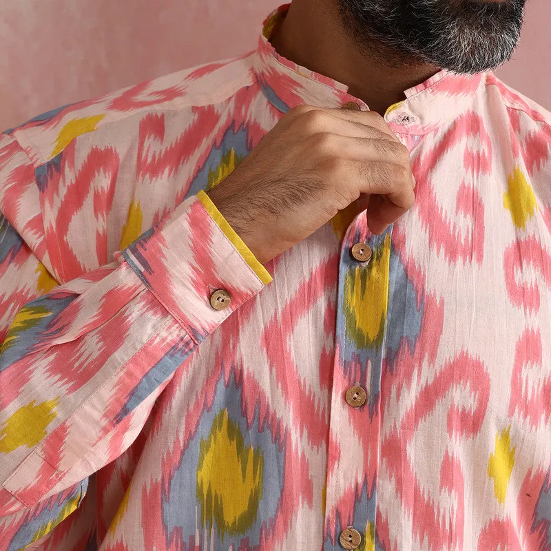 Cambric Cotton Shirt for Men | Ikat Print | Multicolour