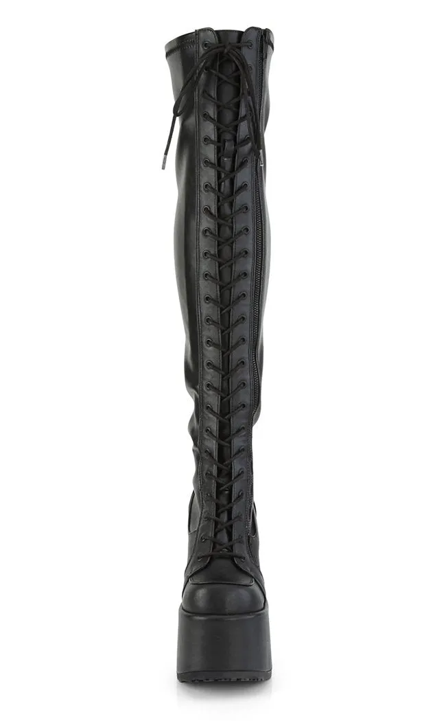 Camel-300 Black Matte Vegan Thigh High Boots (AU Stock)