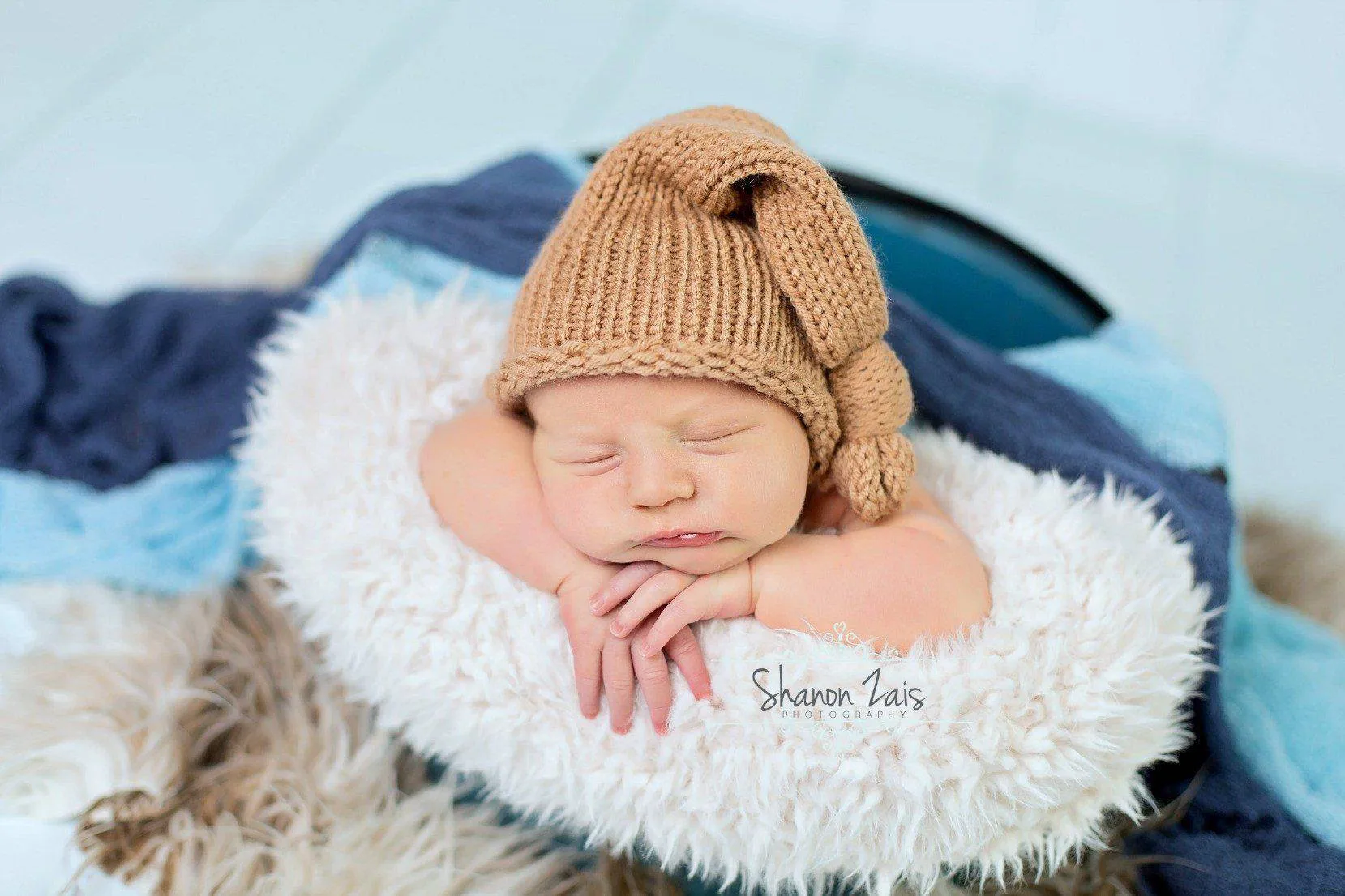 Camel Beige Newborn Knit Pixie Slouch Hat