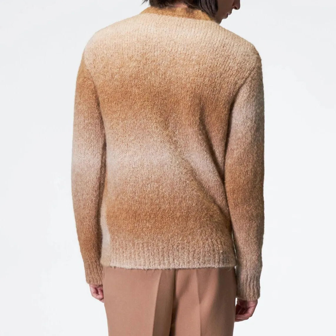 Camel Ombre Alpaca Knit Crewneck Sweater