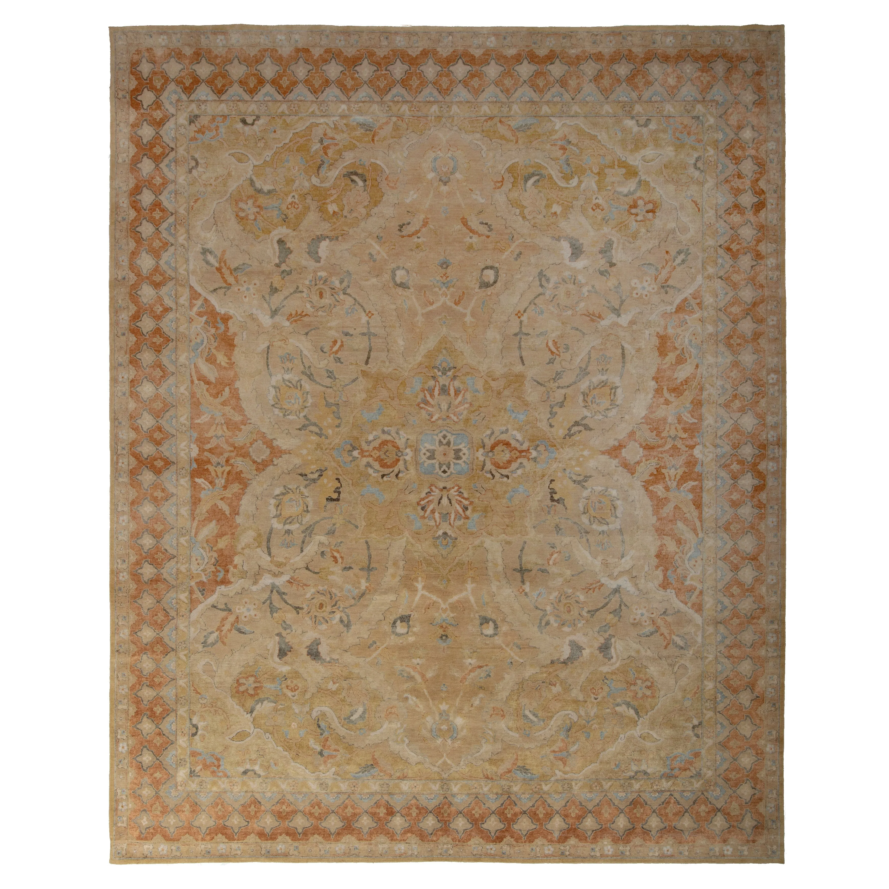 Camel Traditional Silk Rug - 12'2" x 14'11"