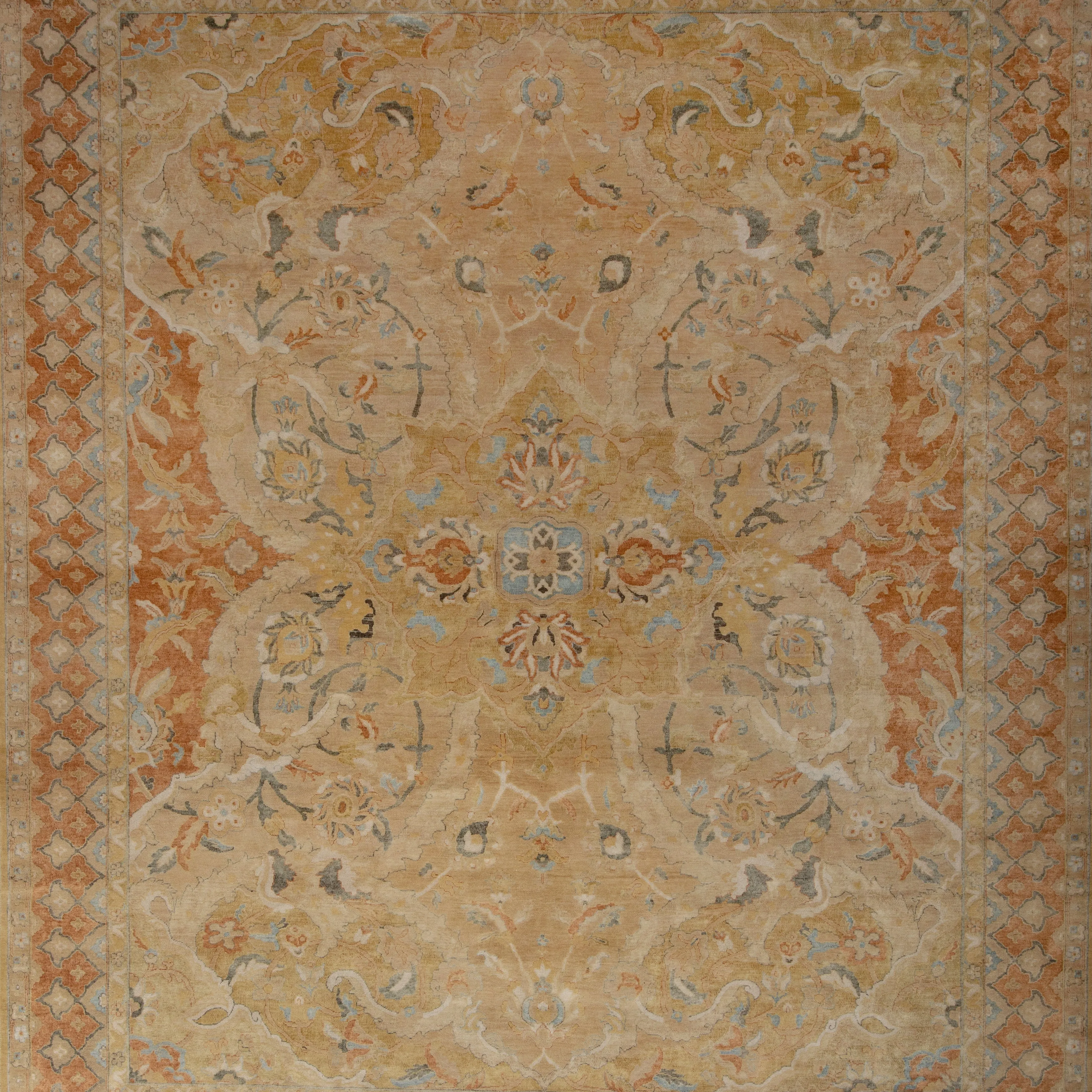 Camel Traditional Silk Rug - 12'2" x 14'11"