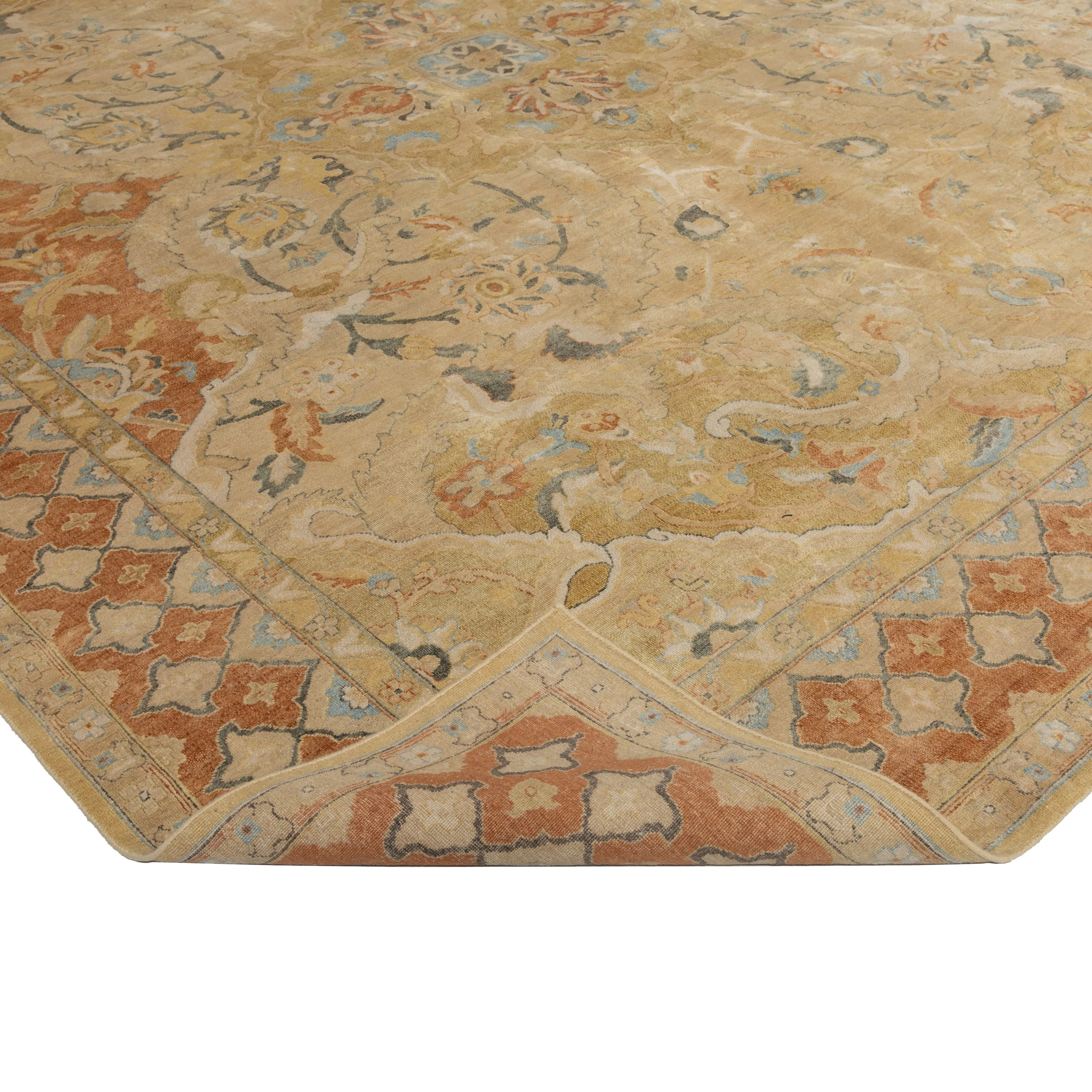 Camel Traditional Silk Rug - 12'2" x 14'11"