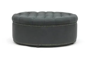 Cameron Gray Linen Modern Tufted Ottoman