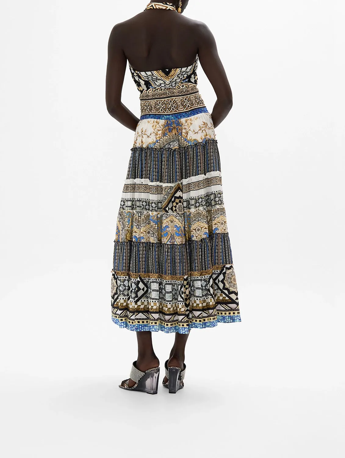 CAMILLA | MAKE ME YOUR MOSAIC SHIRRED WAIST TIERED CIRCLE SKIRT