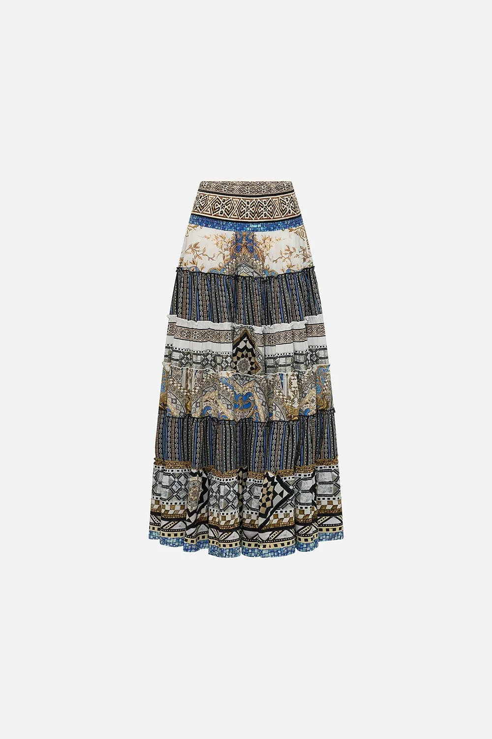 CAMILLA | MAKE ME YOUR MOSAIC SHIRRED WAIST TIERED CIRCLE SKIRT