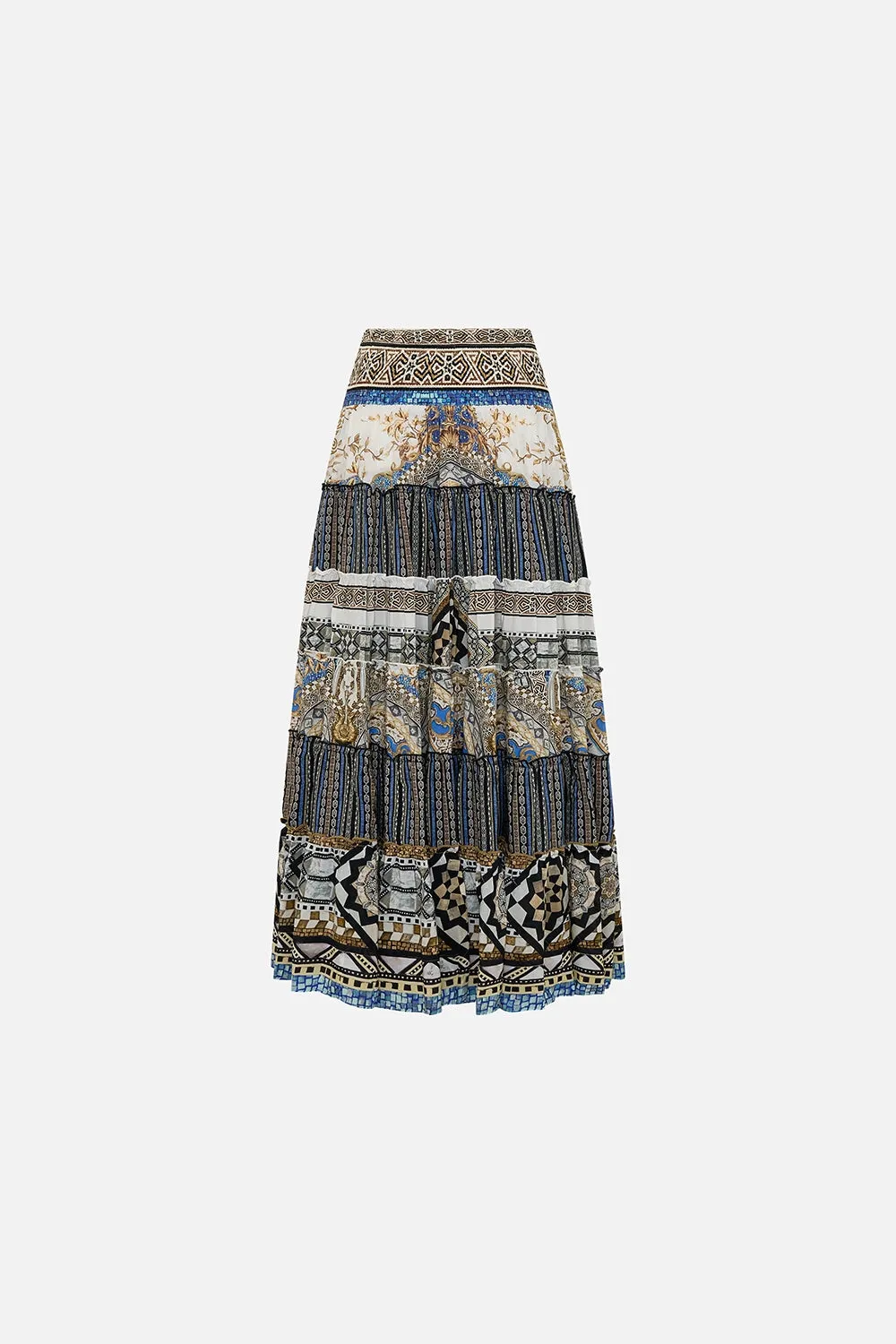 CAMILLA | MAKE ME YOUR MOSAIC SHIRRED WAIST TIERED CIRCLE SKIRT