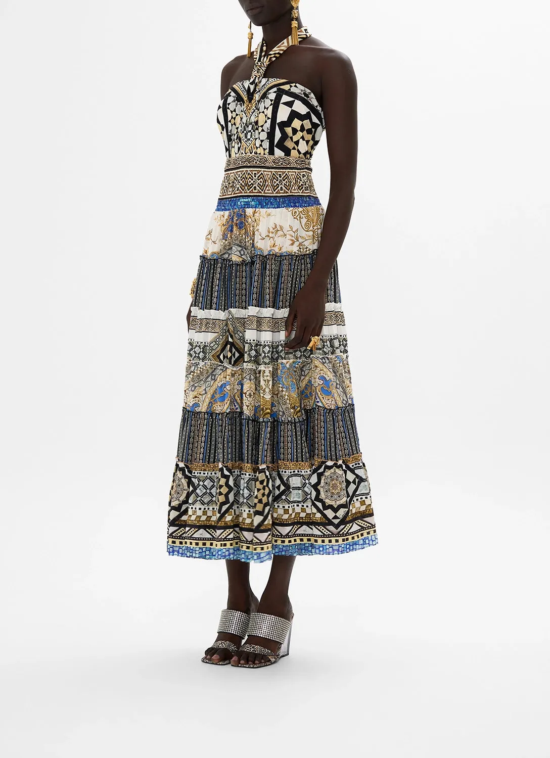 CAMILLA | MAKE ME YOUR MOSAIC SHIRRED WAIST TIERED CIRCLE SKIRT