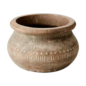 Camille Beige Black Terracotta Pot Low 15cm