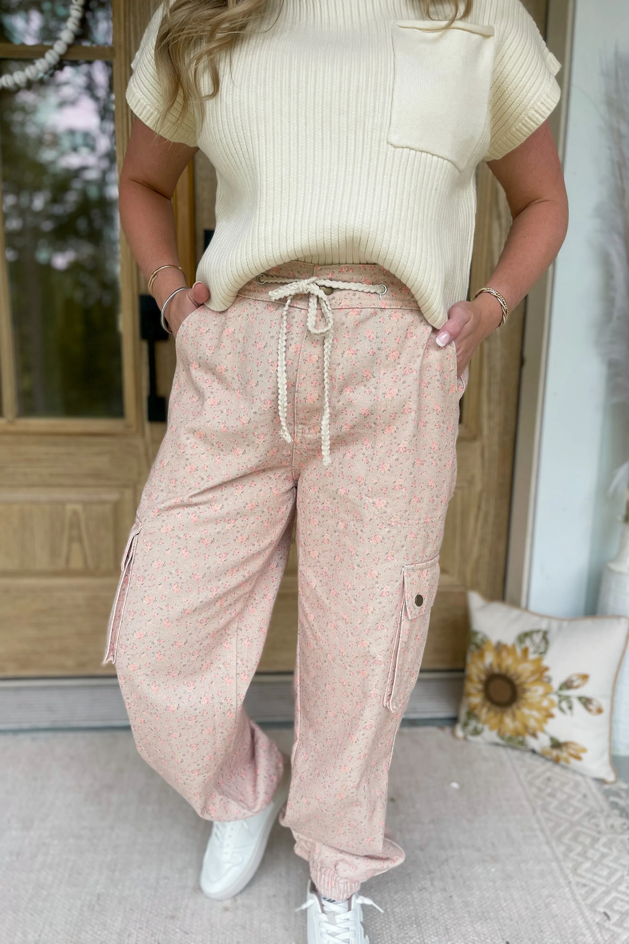 Camille Floral Twill Pocket Detail Jogger Pant Bottoms *FINAL SALE*