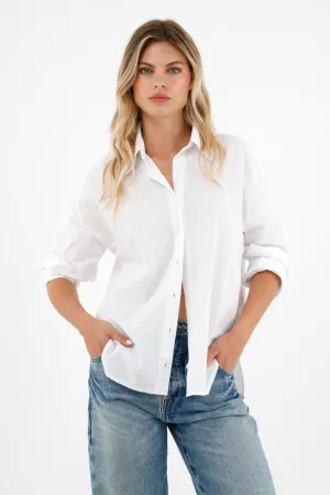 Camisa blanca manga larga para mujer