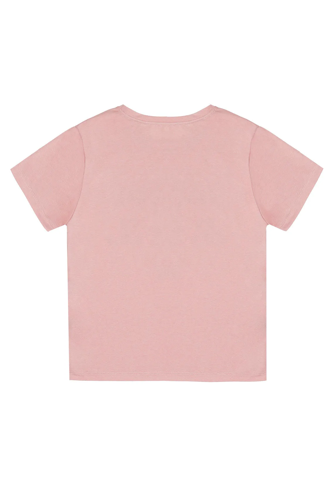 Camiseta rosada cuello redondo para mujer