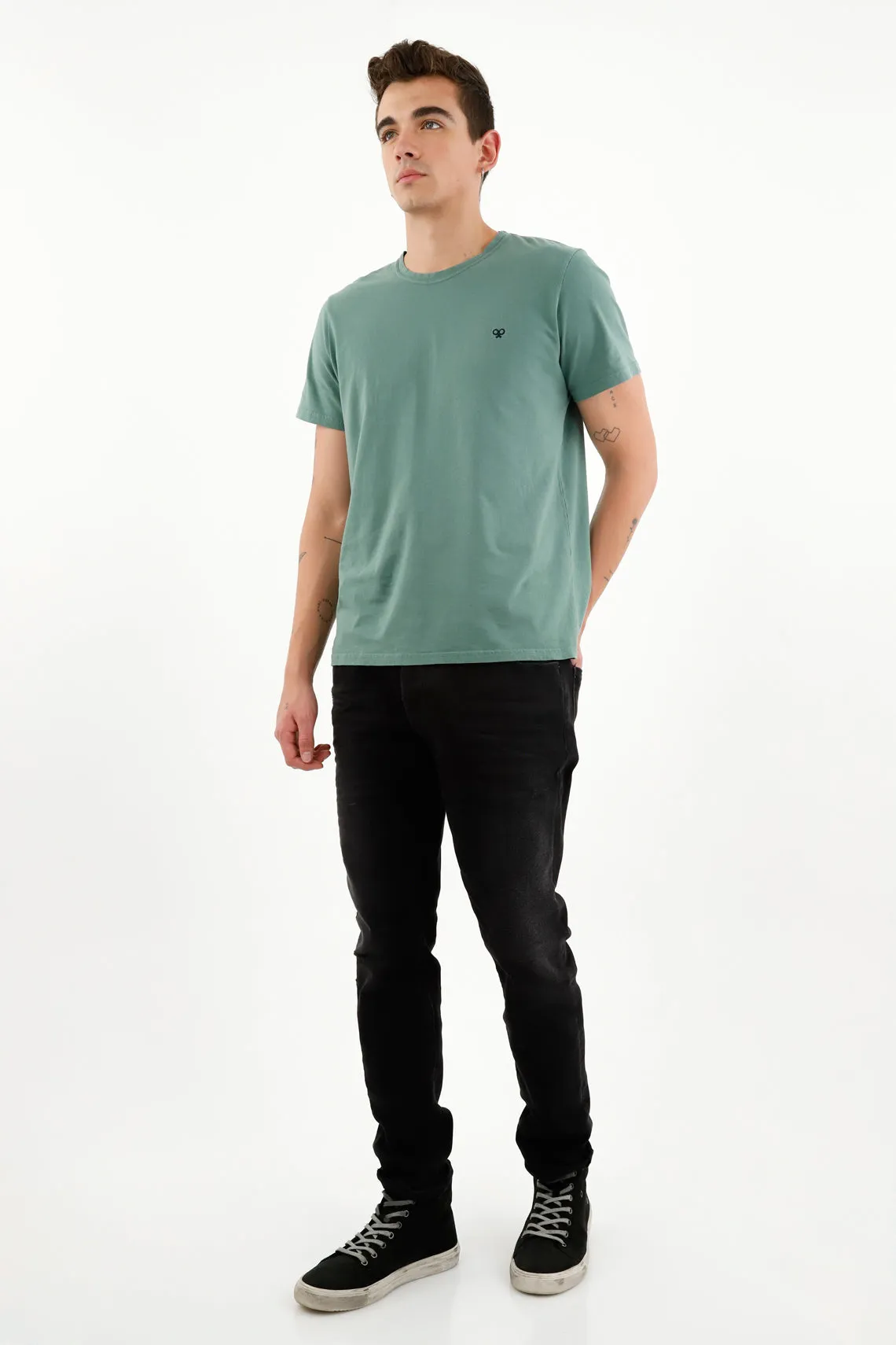 Camiseta verde con mini bordado Unisex