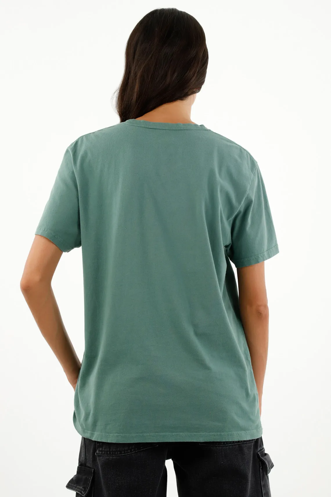 Camiseta verde con mini bordado Unisex