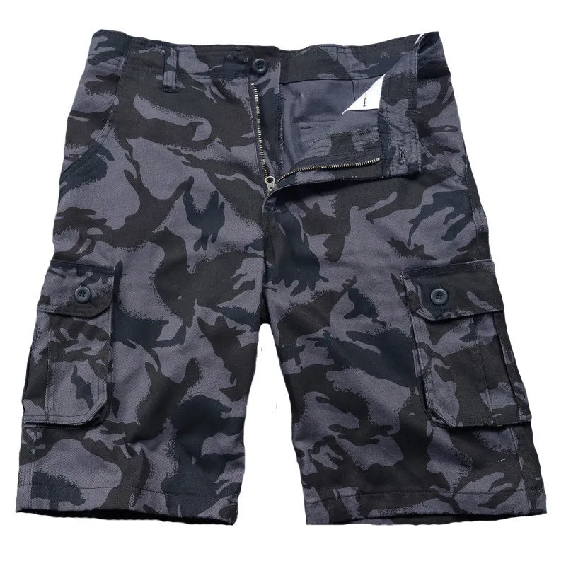 CAMO LOOSE COTTON MULTI POCKET WORK CARGO SHORTS