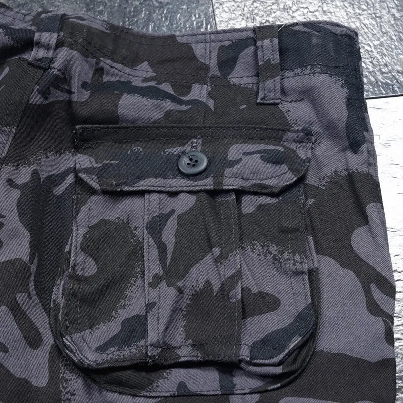 CAMO LOOSE COTTON MULTI POCKET WORK CARGO SHORTS