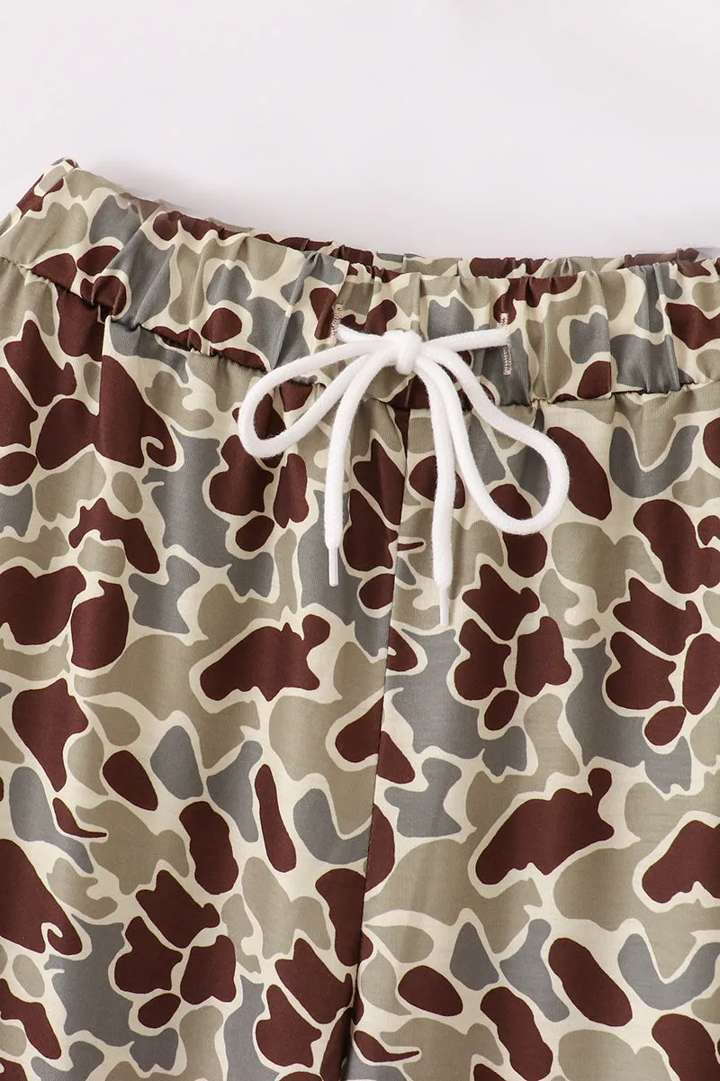 Camouflage antler embroidery men pajamas set