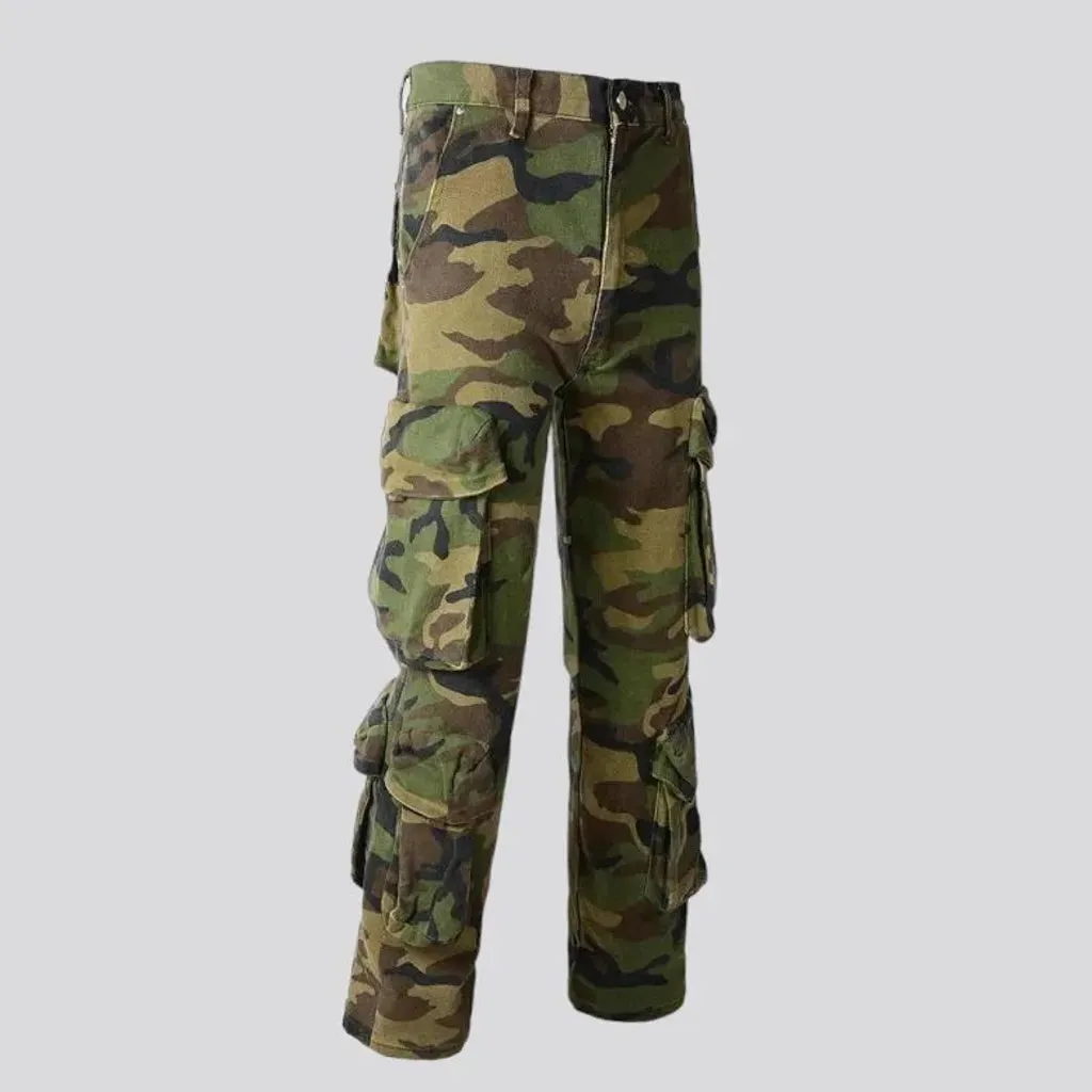 Camouflage men's denim pants