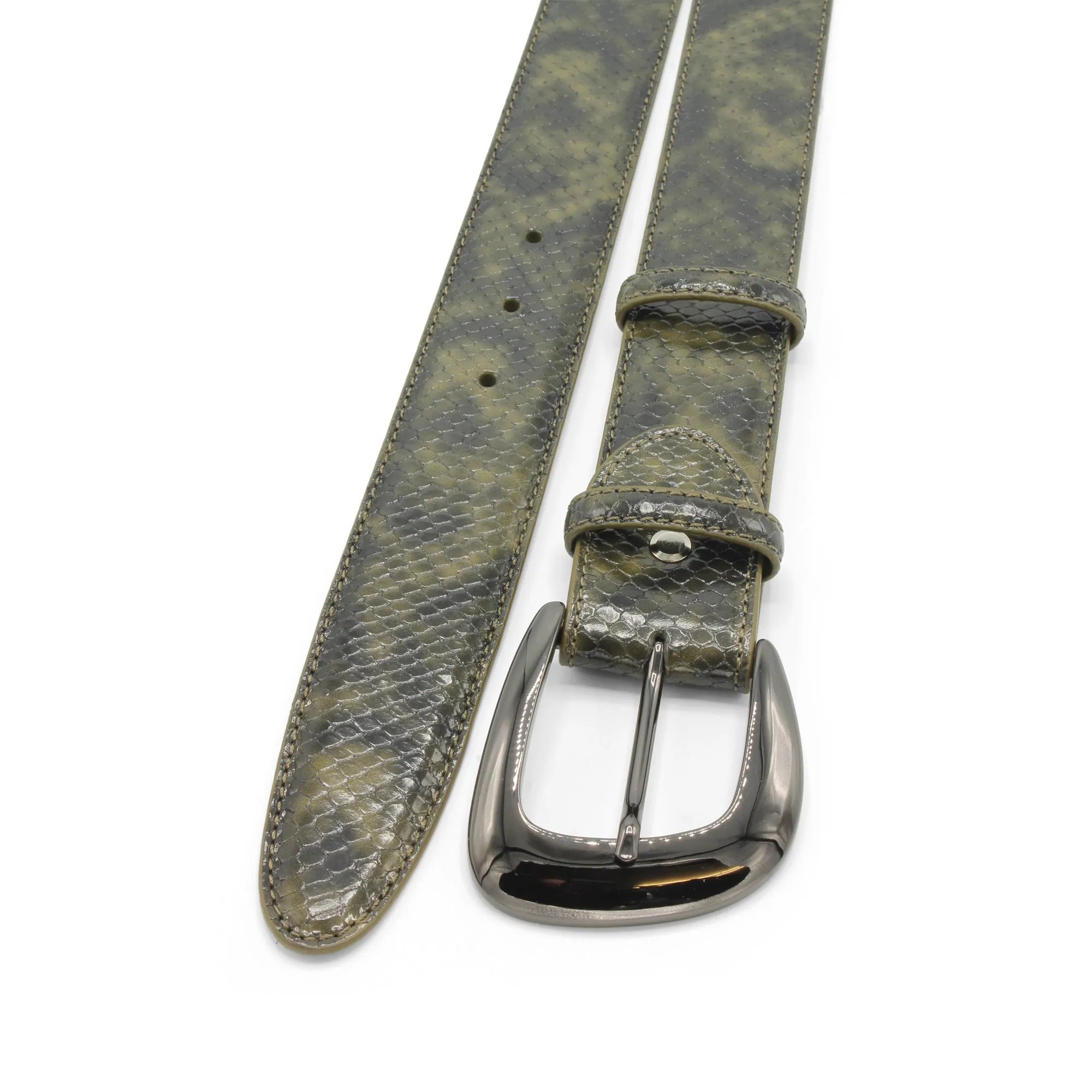 Camouflage Viper Effect Gunmetal Prong Belt