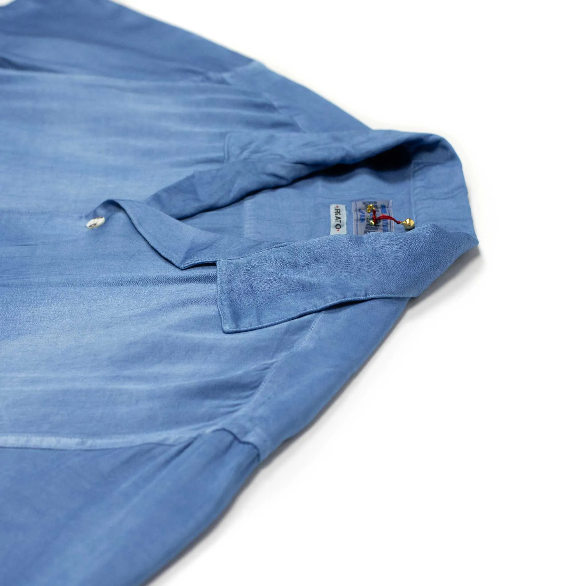 Camp collar shirt in hand-dyed gradient indigo rayon