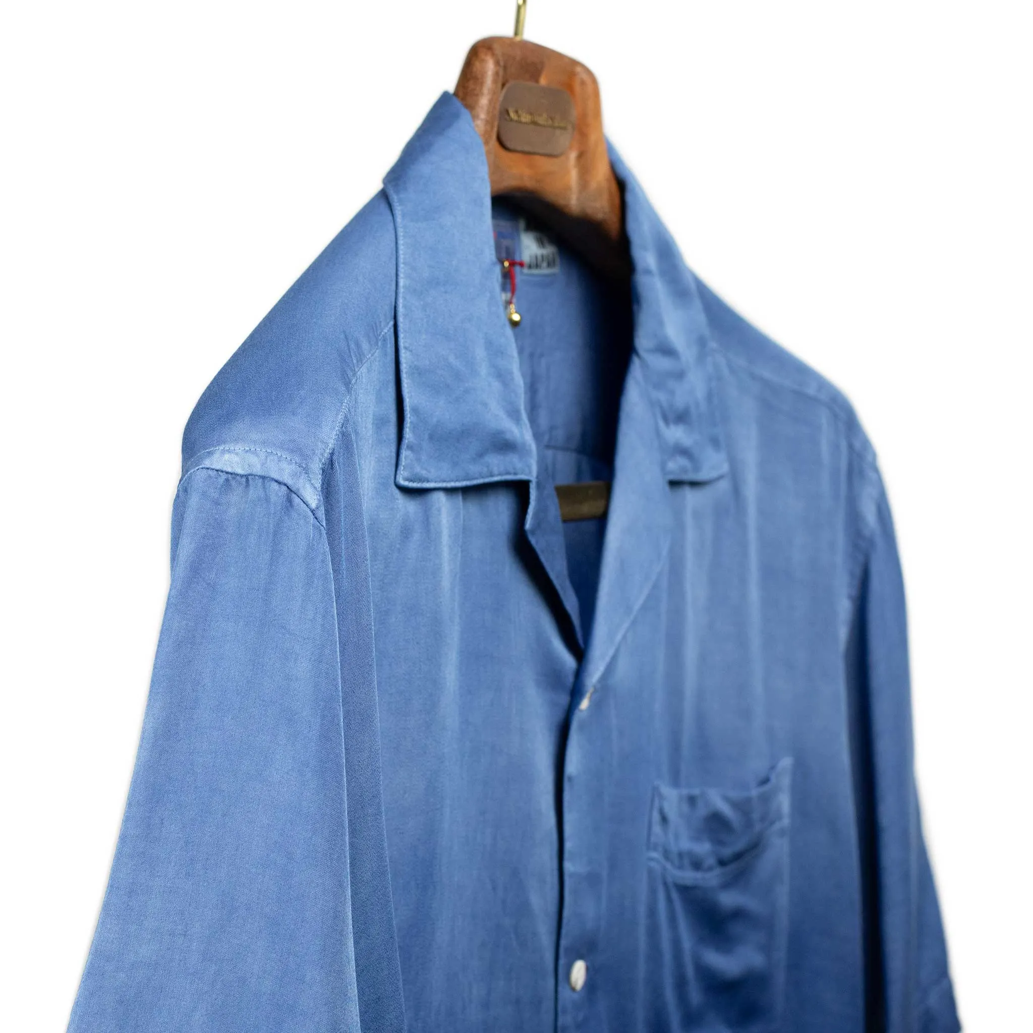 Camp collar shirt in hand-dyed gradient indigo rayon