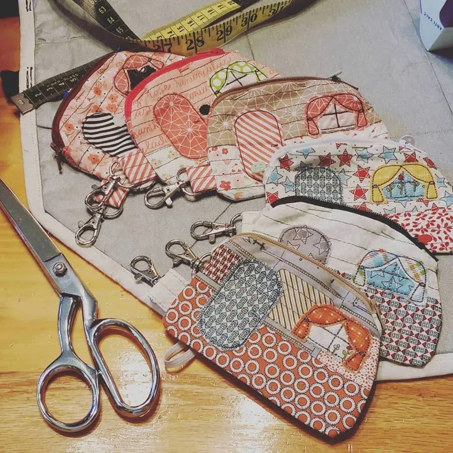 Camper Coin Purse - Handmade Repurposed Fabric - One of Kind