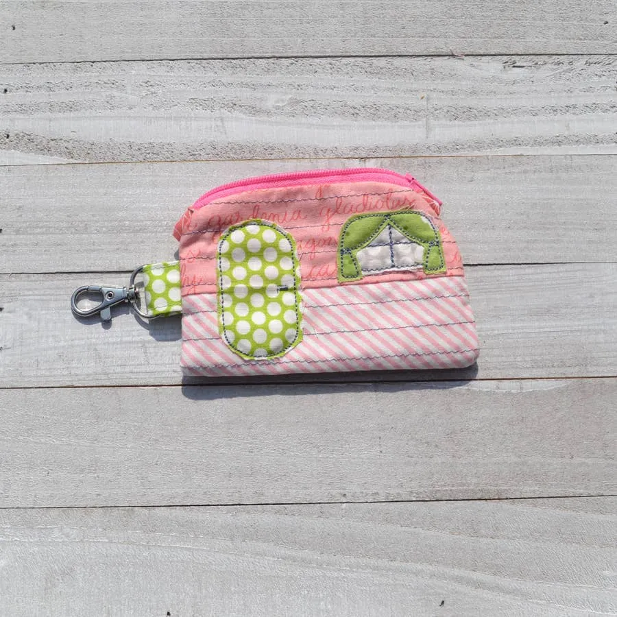 Camper Coin Purse - Handmade Repurposed Fabric - One of Kind