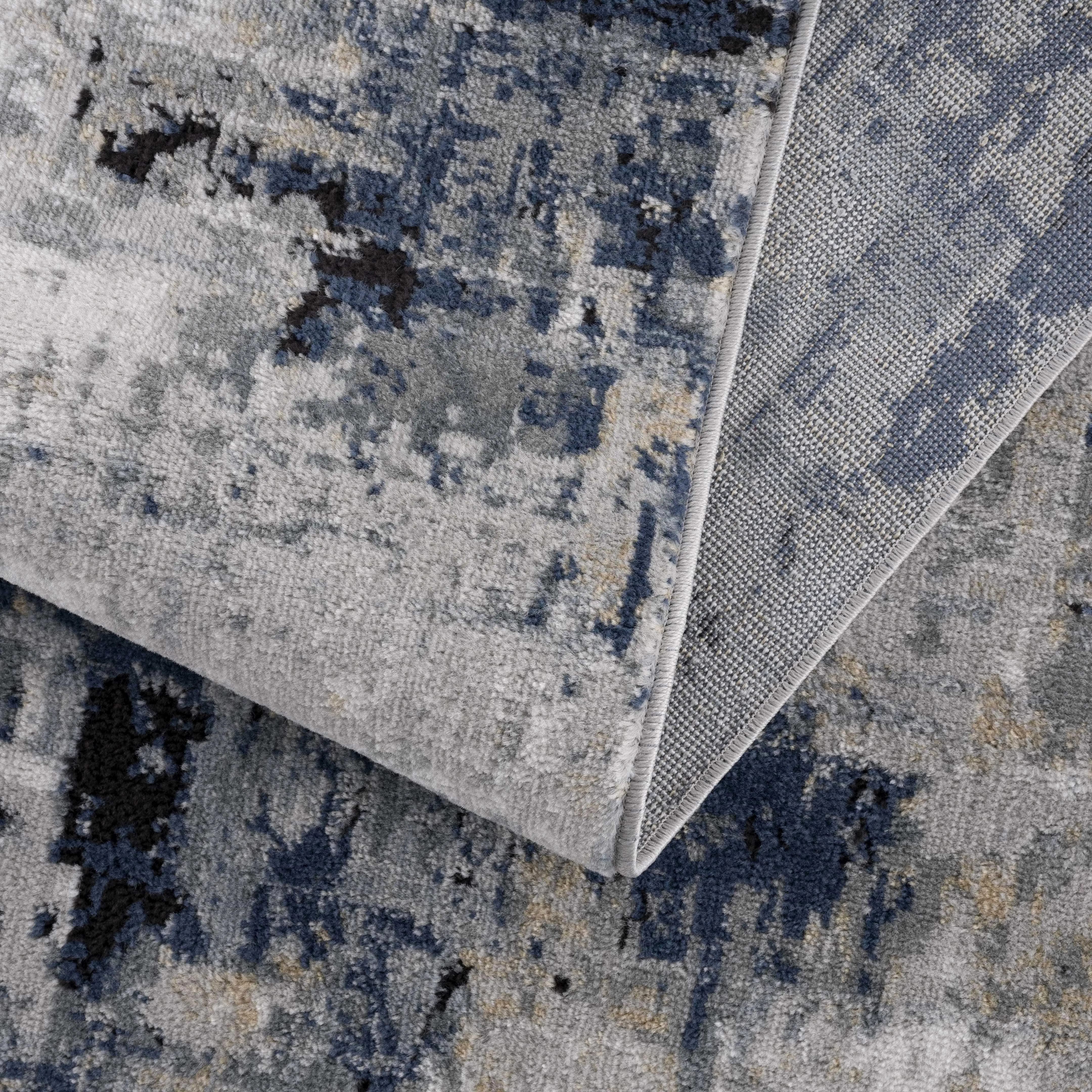 Campsall Gray&Blue Abstract Area Rug