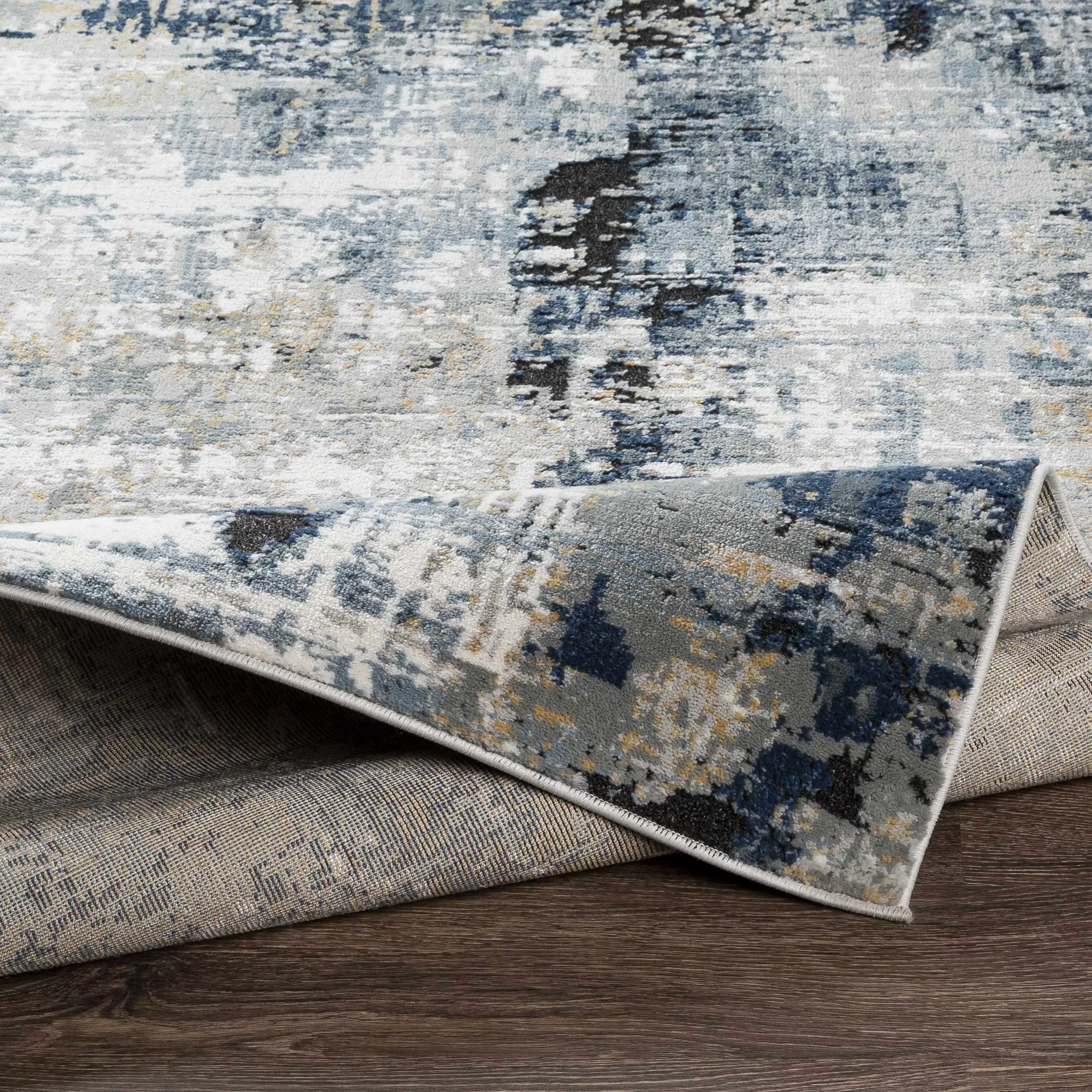 Campsall Gray&Blue Abstract Area Rug