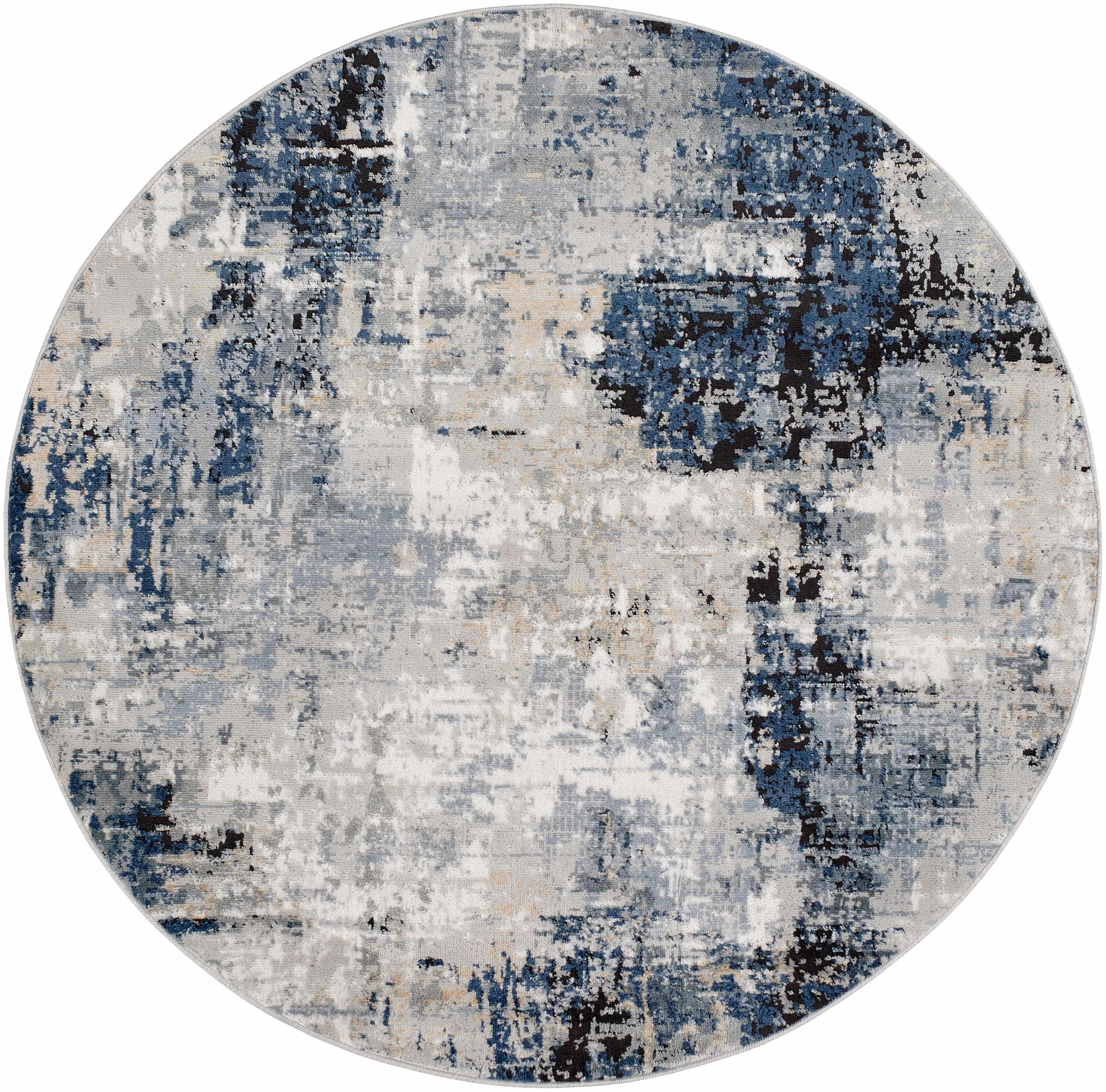 Campsall Gray&Blue Abstract Area Rug