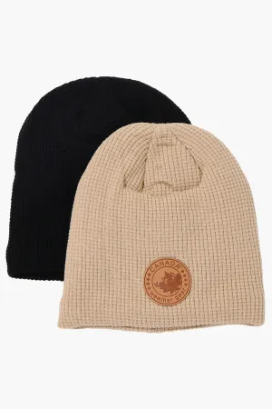 Canada Weather Gear 2 Pack Plush Lined Beanie Hat - Beige