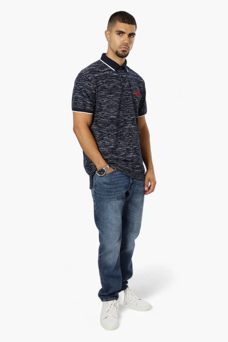 Canada Weather Gear Patterned Stripe Detail Polo Shirt - Navy