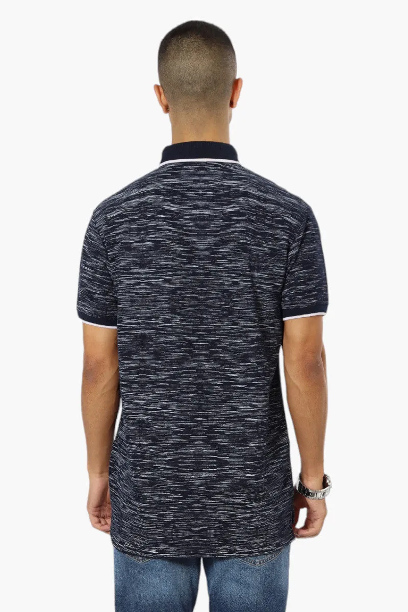 Canada Weather Gear Patterned Stripe Detail Polo Shirt - Navy