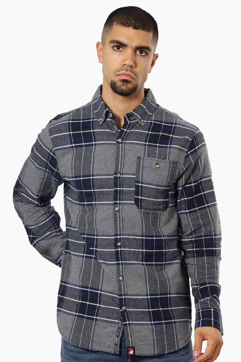 Canada Weather Gear Plaid Button Down Casual Shirt - Grey