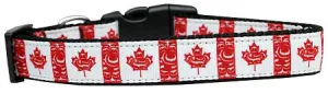 Canadian Flag In Swirls Nylon Dog Collar Medium Narrow