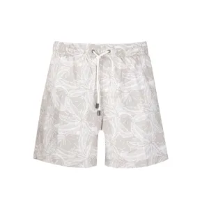 Canali Palm Print Swim Short in Beige