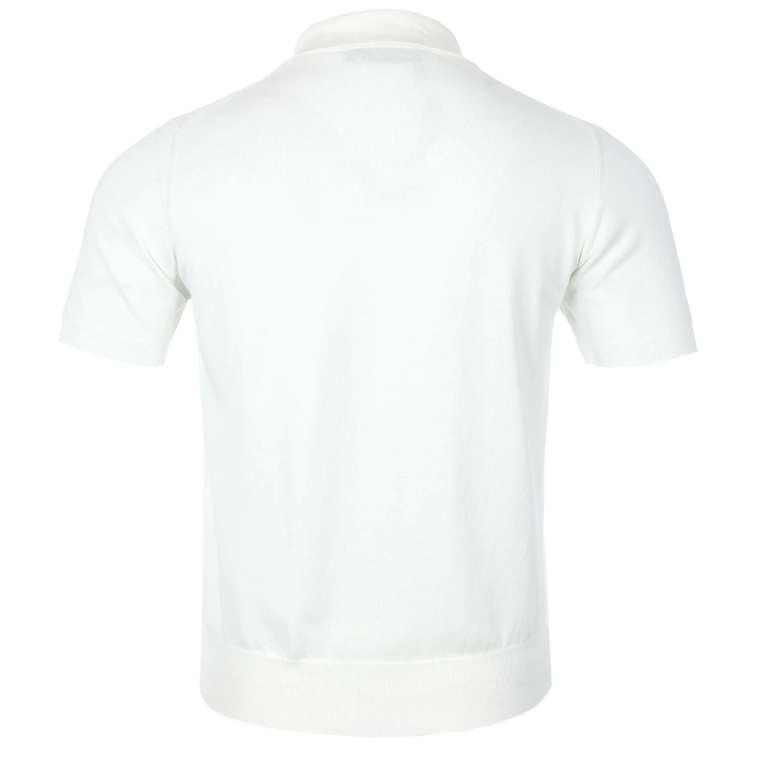 Canali Weave Front Knitted Polo in White