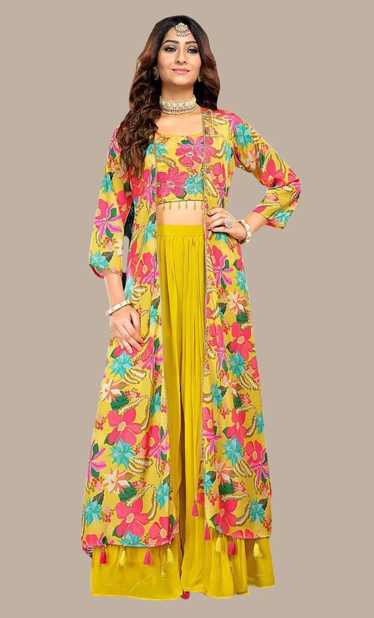 Canary Yellow Printed Palazzo Set