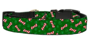 Candy Cane Bones Nylon Dog Collar Medium Narrow