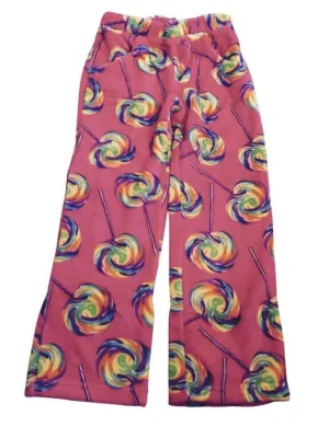 Candy Pink Fleece Pink Lolipop Pajama Bottoms