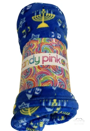 Candy Pink Girls Fleece Blanket in Chanukah Pattern