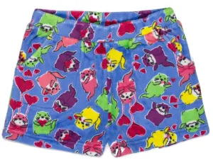 Candy Pink Girls Fleece Pajama Shorts in Otter Pattern